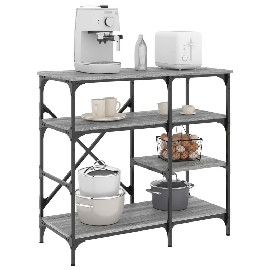 Baker's shelf Grey Sonoma 90x40x84 cm wood material and metal