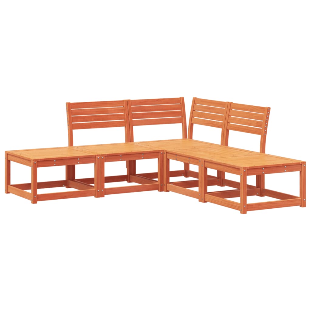 5-piece garden sofa set, wax brown, solid pine wood