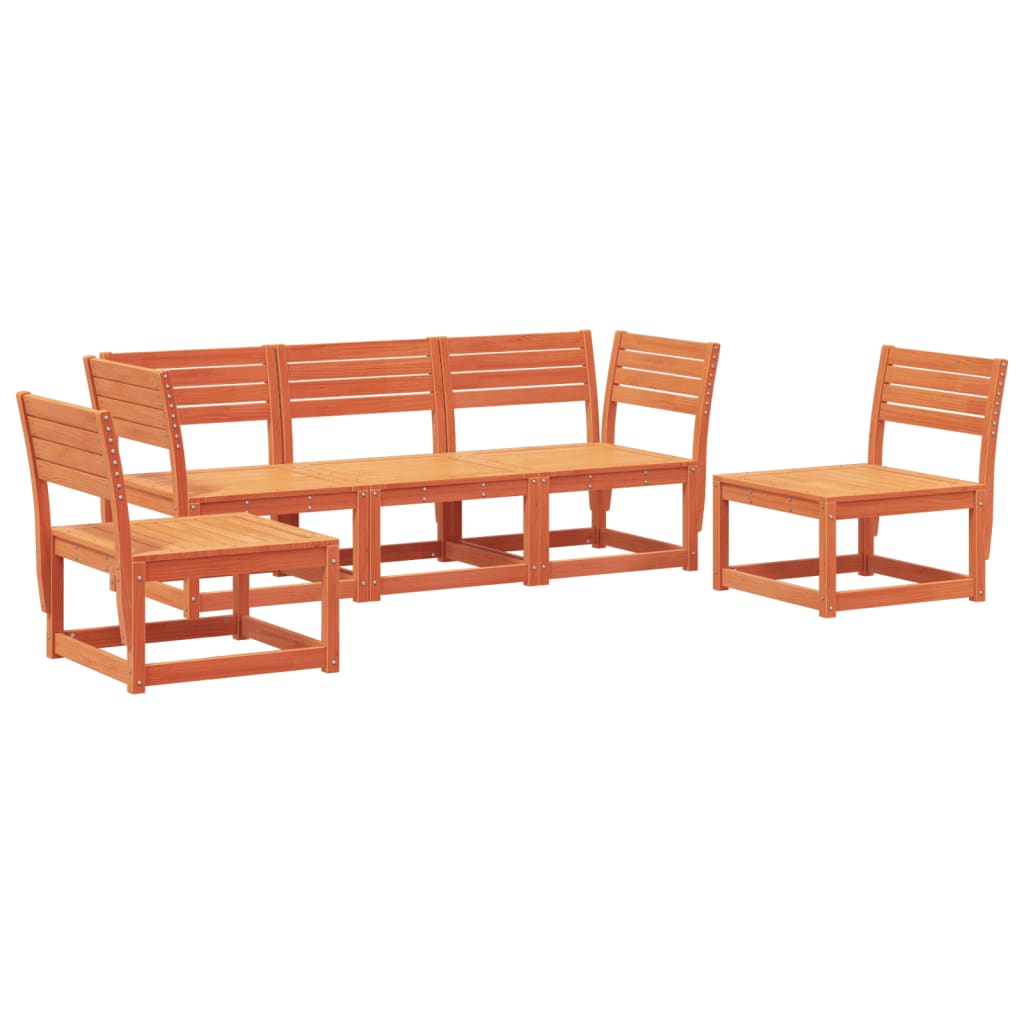 5-piece garden sofa set, wax brown, solid pine wood