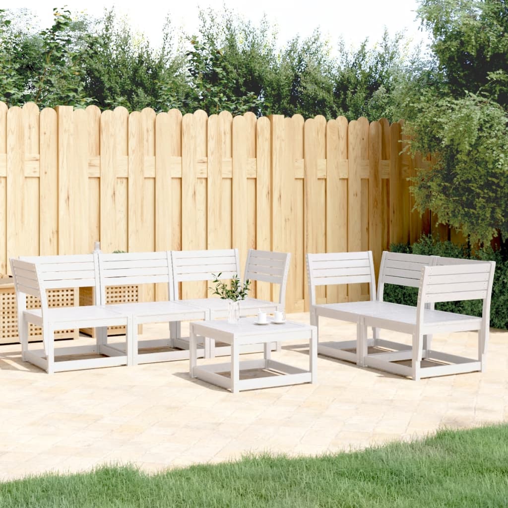 5-piece garden sofa set white solid pine