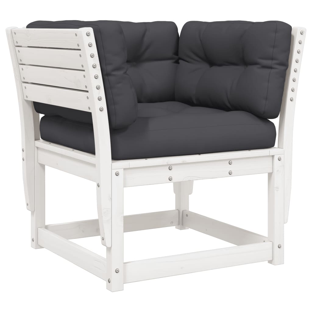 5-piece garden sofa set with cushions, white, solid pine