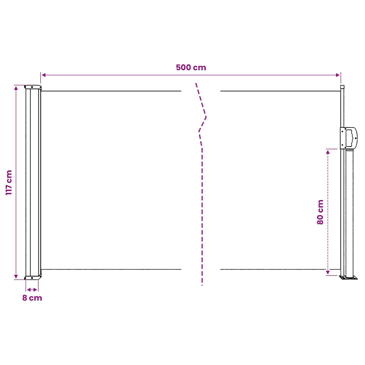 Seitenmarkise Ausziehbar Beige 120x500 cm
