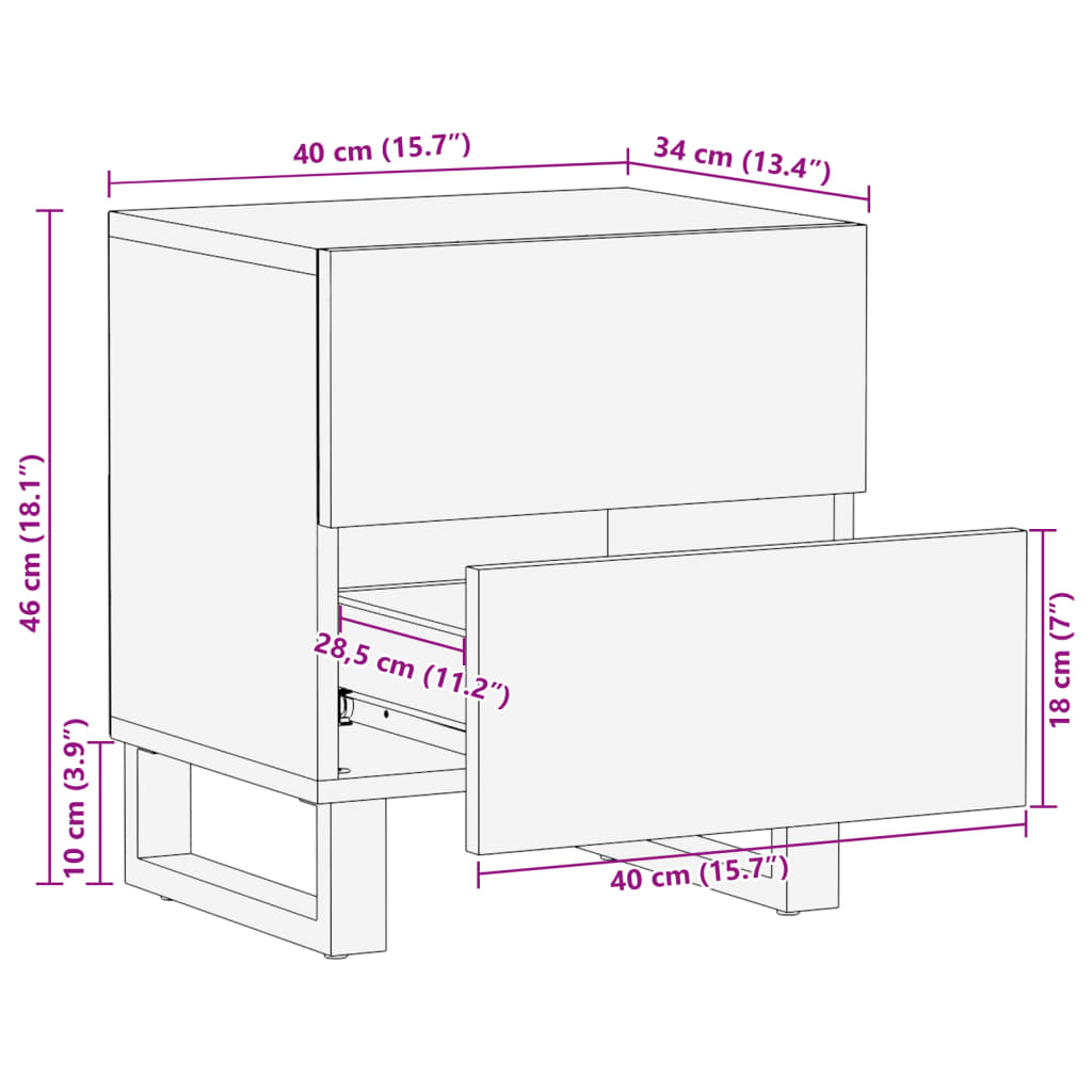 Bedside tables 2 pcs. 40x34x46 cm Bleached solid wood mango