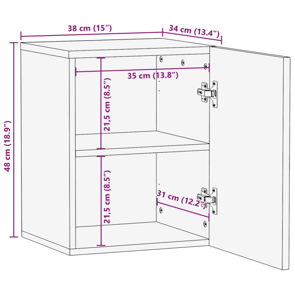 Bathroom Wall Cabinet 38x34x48 cm Brown Solid Mango Wood
