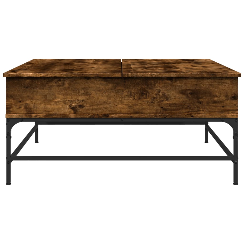 Coffee table smoked oak 95x95x45 cm wood material and metal