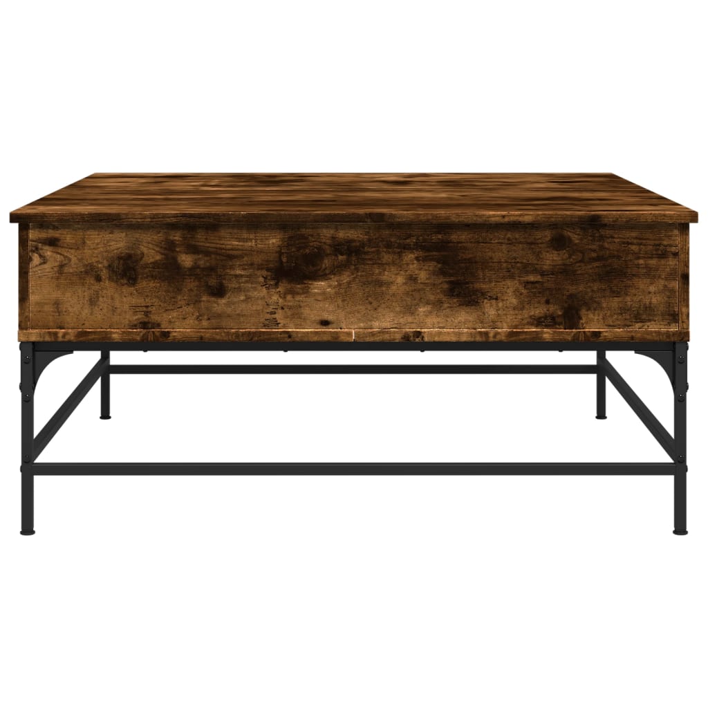 Coffee table smoked oak 95x95x45 cm wood material and metal