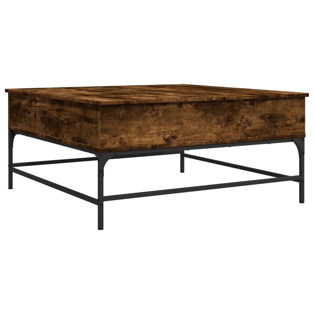Coffee table smoked oak 95x95x45 cm wood material and metal