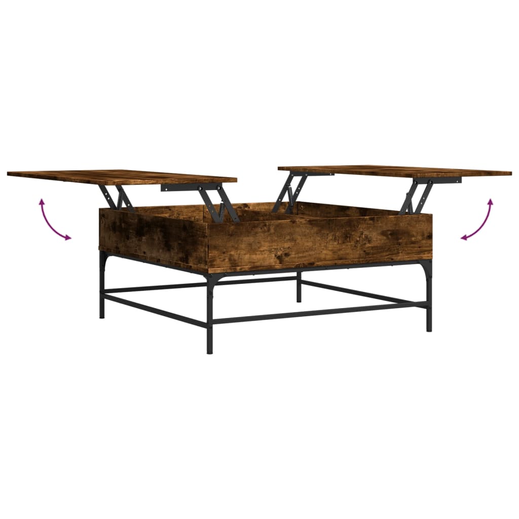 Coffee table smoked oak 95x95x45 cm wood material and metal