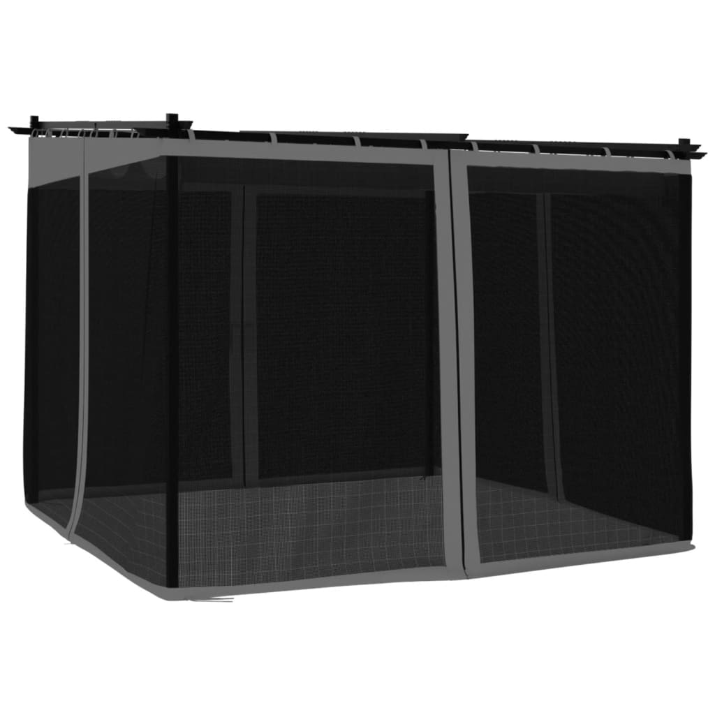 Tonnelle avec parois en filet anthracite 3x3 m en acier