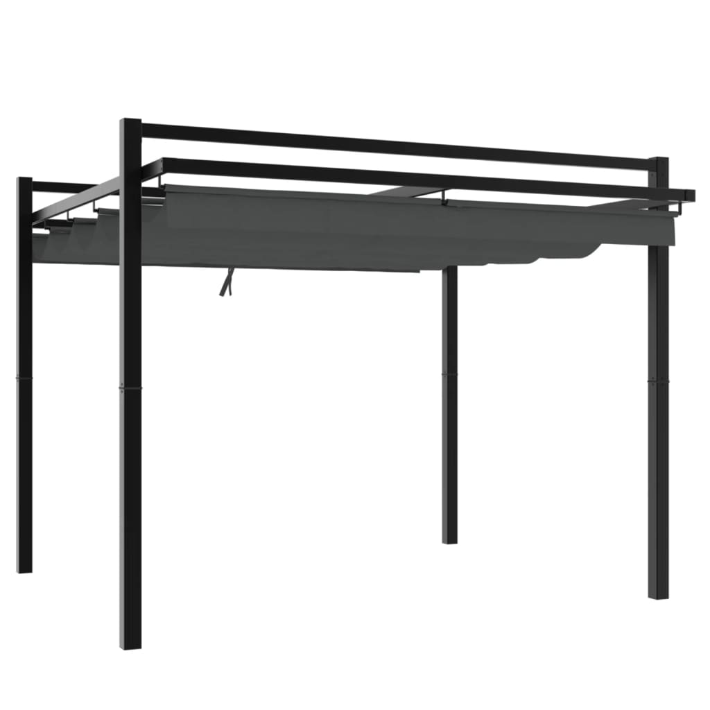 Garden Pavilion with Extendable Roof Anthracite 3x3 m Aluminum