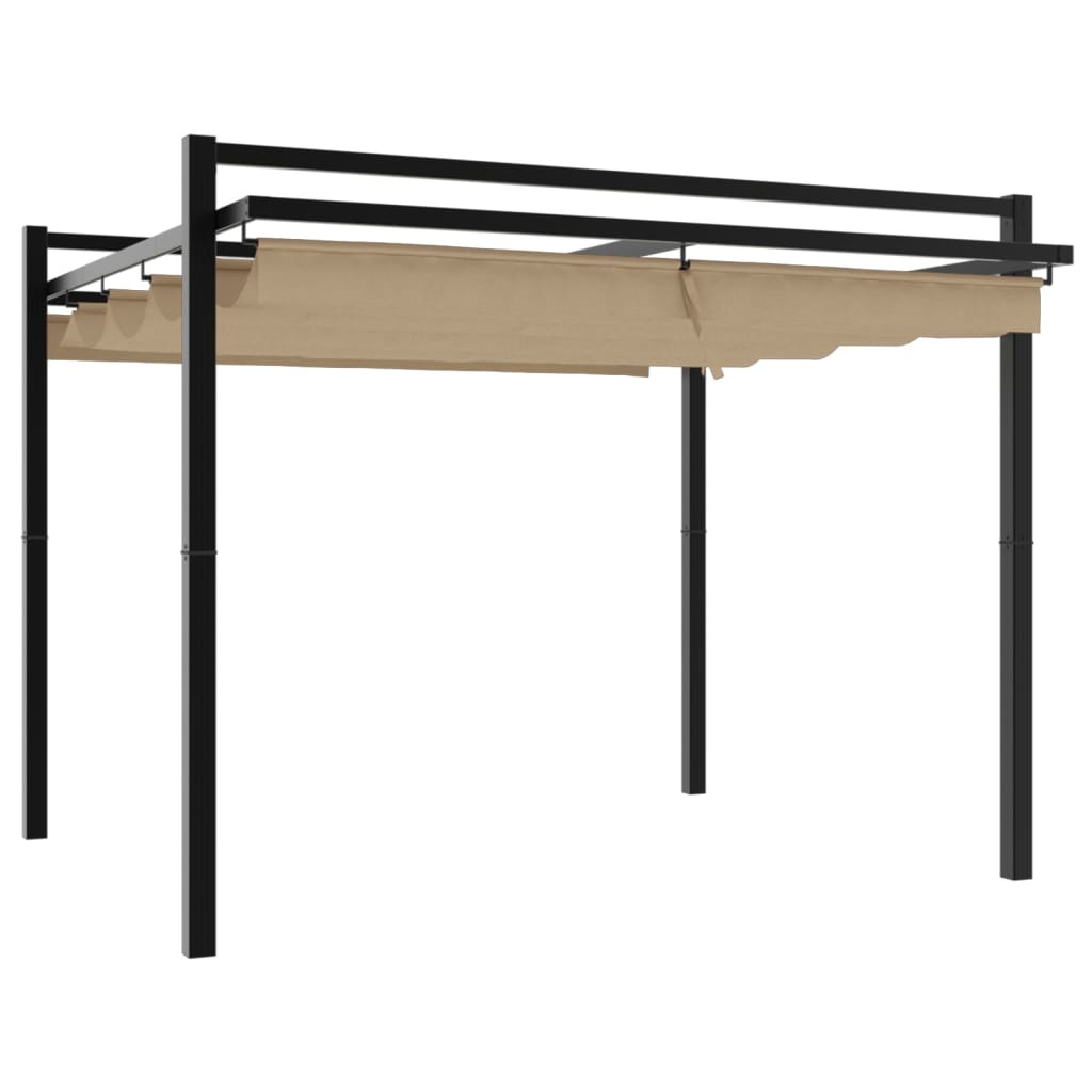 Garden Pavilion with Extendable Roof Taupe 3x3 m Aluminium