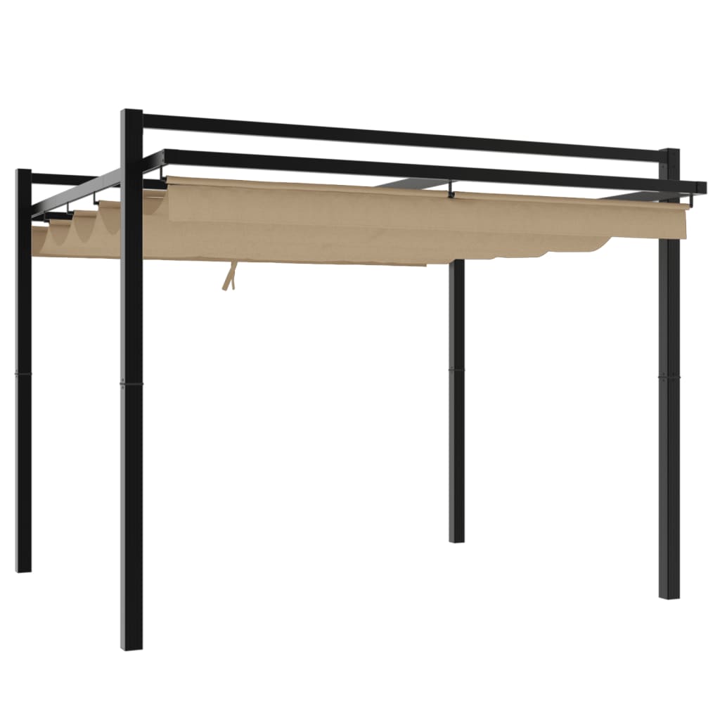 Garden Pavilion with Extendable Roof Taupe 3x3 m Aluminium
