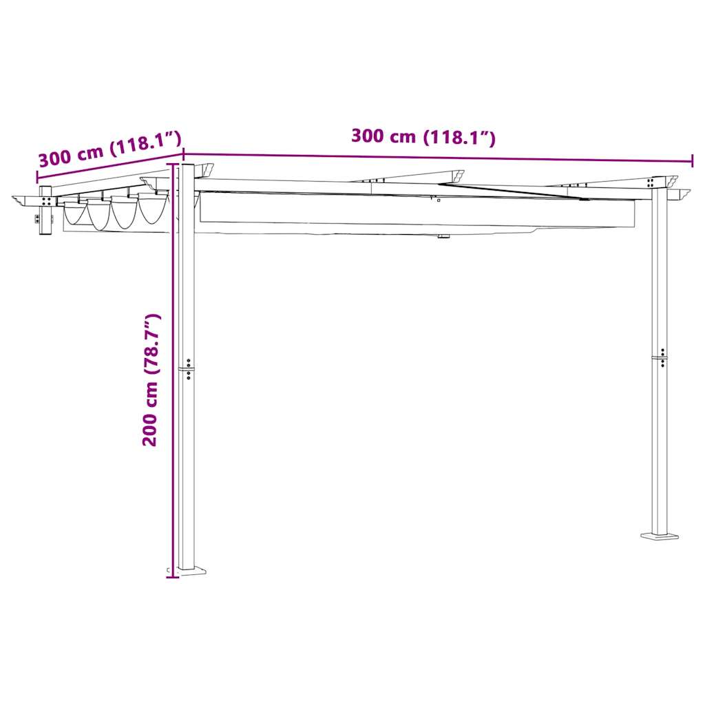 Pavillon 300 x 300 x 200 cm Creme Polyester