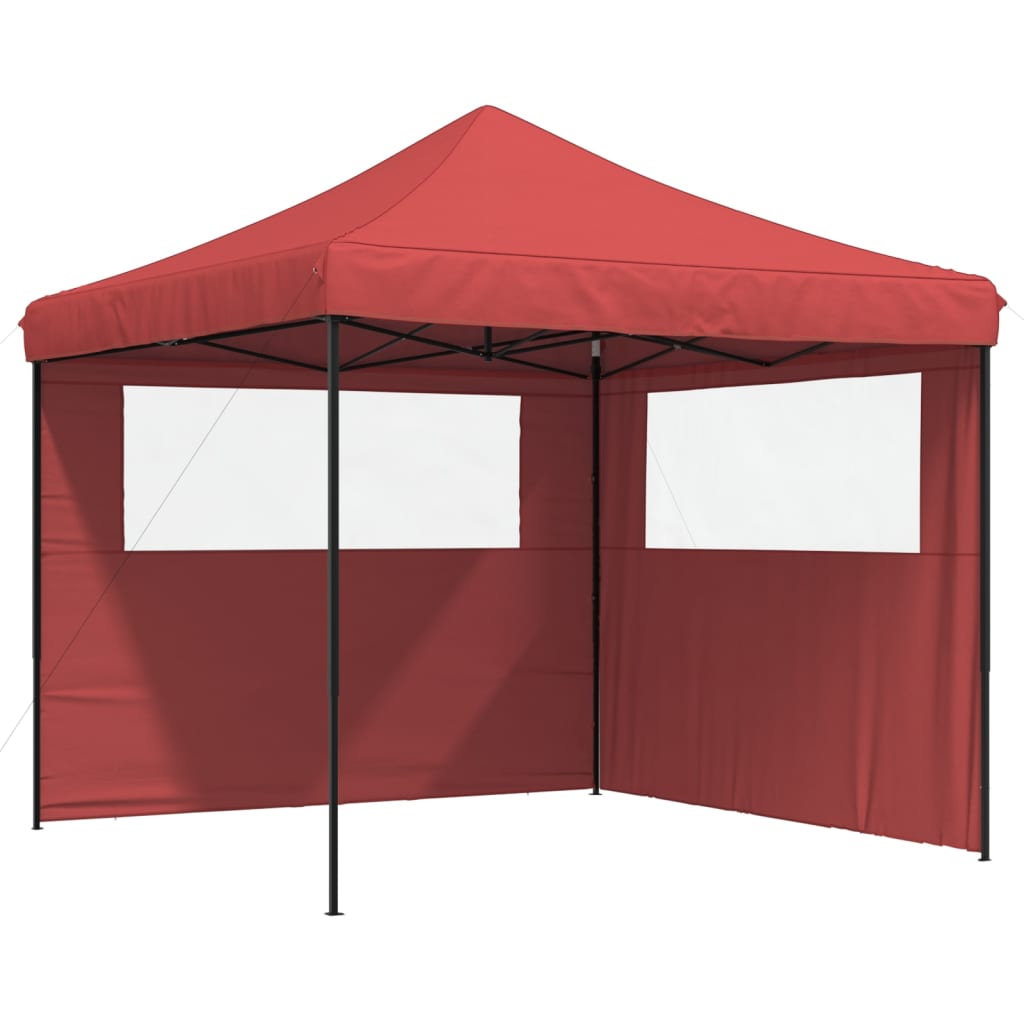 Tente de fête pop-up pliable avec 2 panneaux latéraux rouge bordeaux