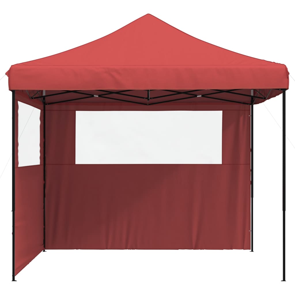 Tente de fête pop-up pliable avec 2 panneaux latéraux rouge bordeaux