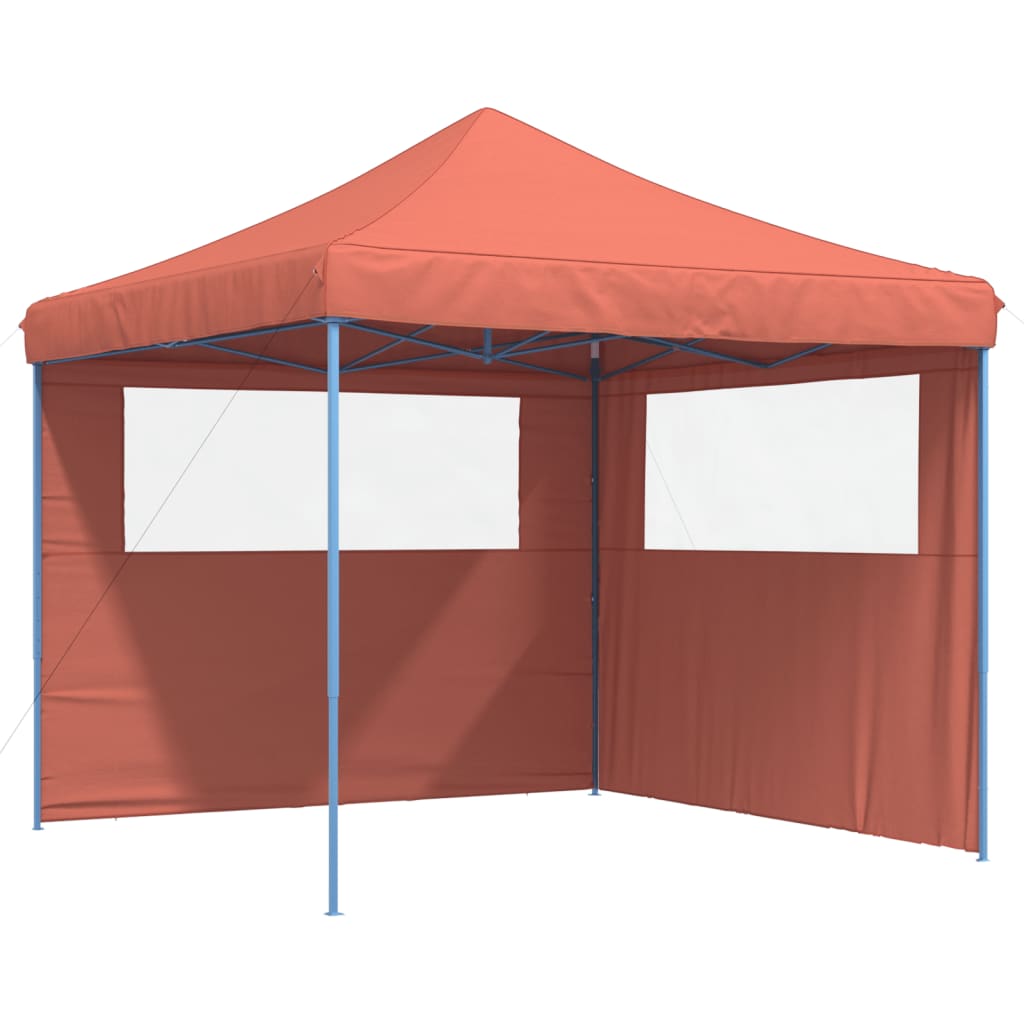 Tente de fête pop-up pliable avec 2 panneaux latéraux rouge terre cuite