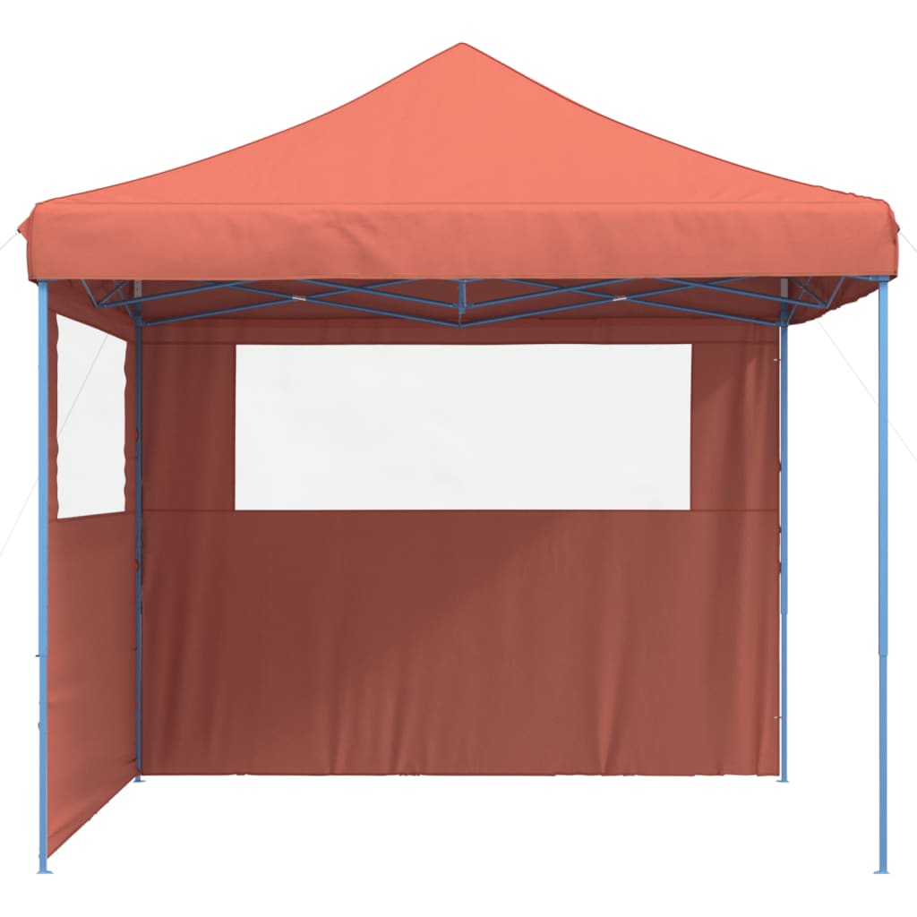 Tente de fête pop-up pliable avec 2 panneaux latéraux rouge terre cuite