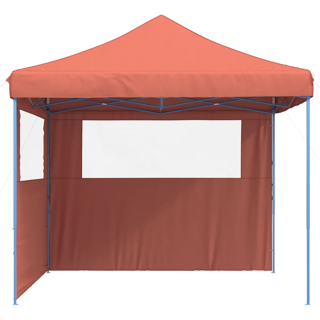 Tente de fête pop-up pliable avec 2 panneaux latéraux rouge terre cuite