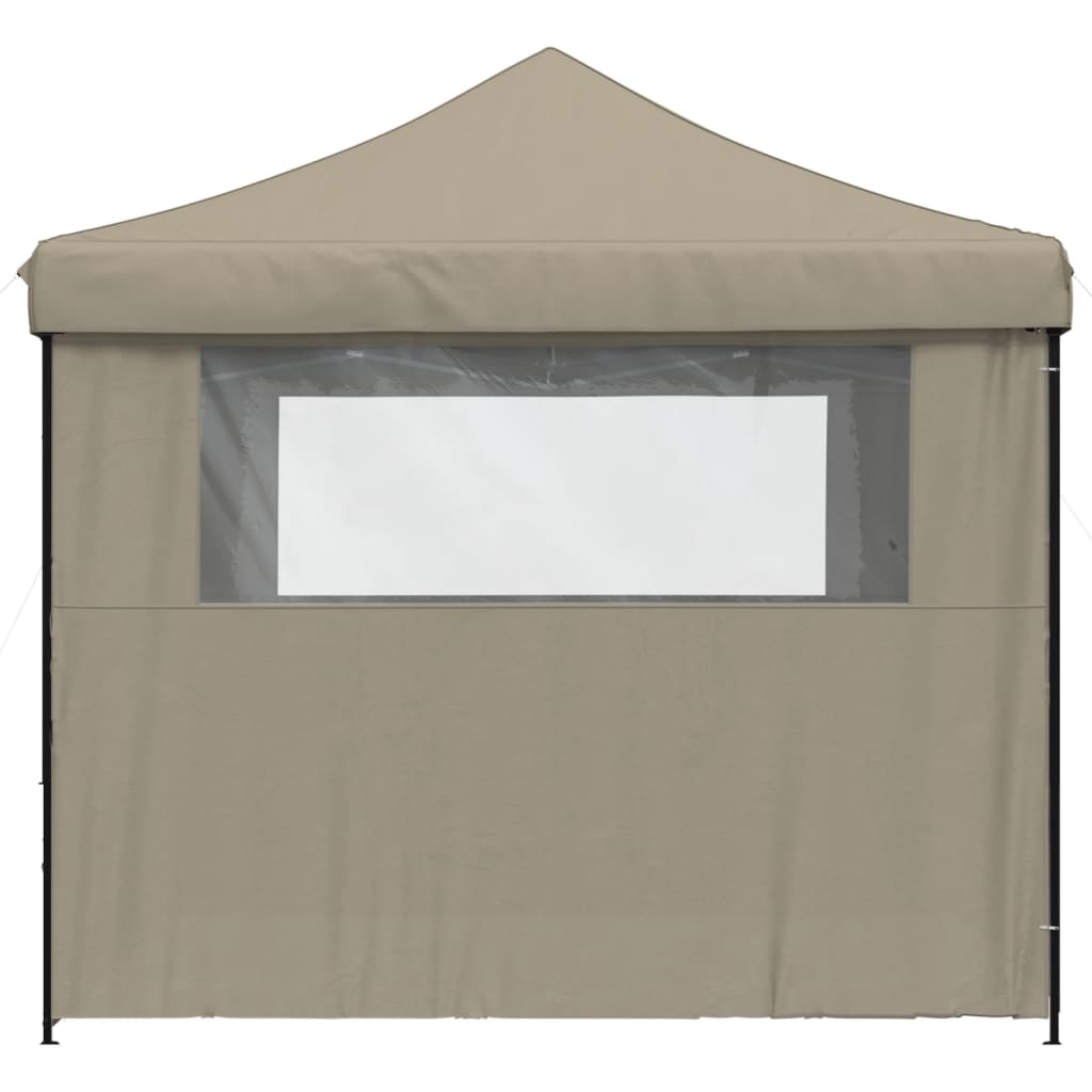Tente de fête pop-up pliable avec 4 panneaux latéraux taupe