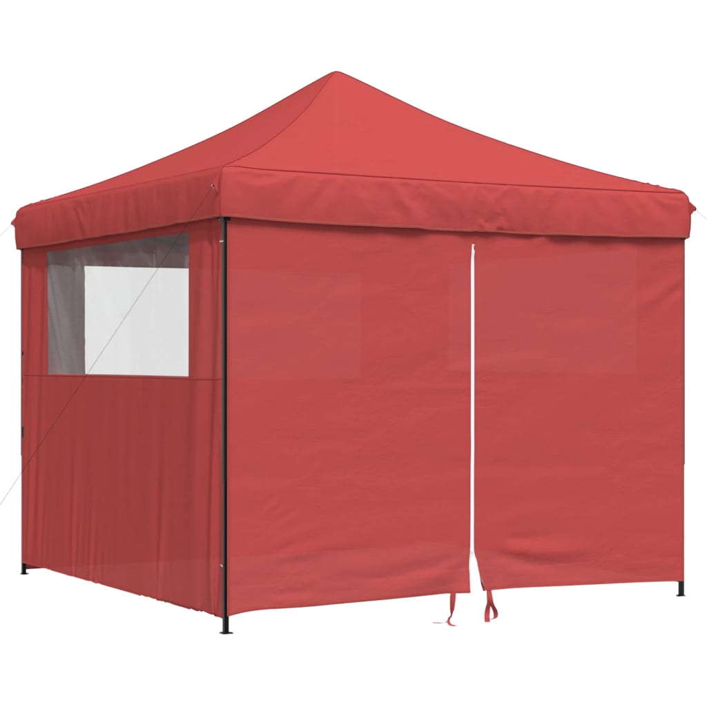 Tente de fête pop-up pliable avec 4 panneaux latéraux rouge bordeaux