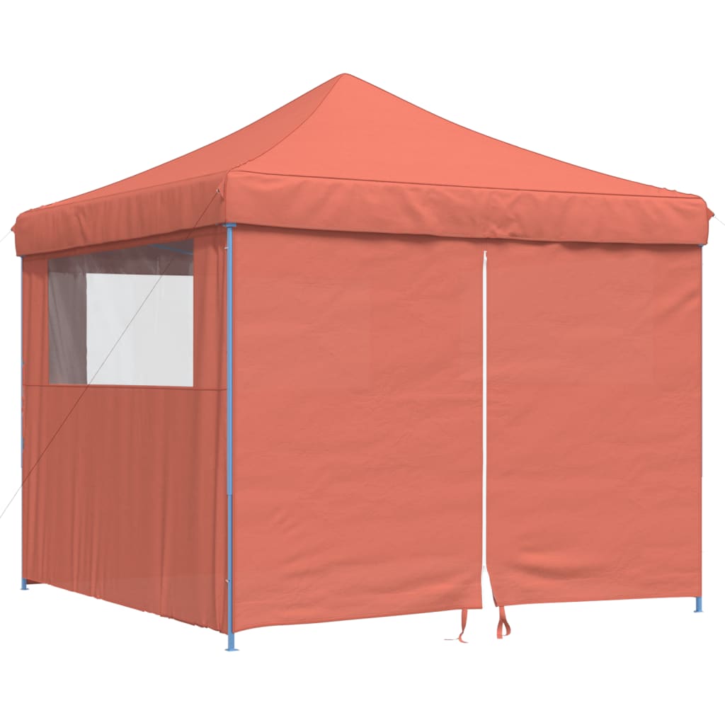 Tente de fête pop-up pliable avec 4 panneaux latéraux rouge terre cuite