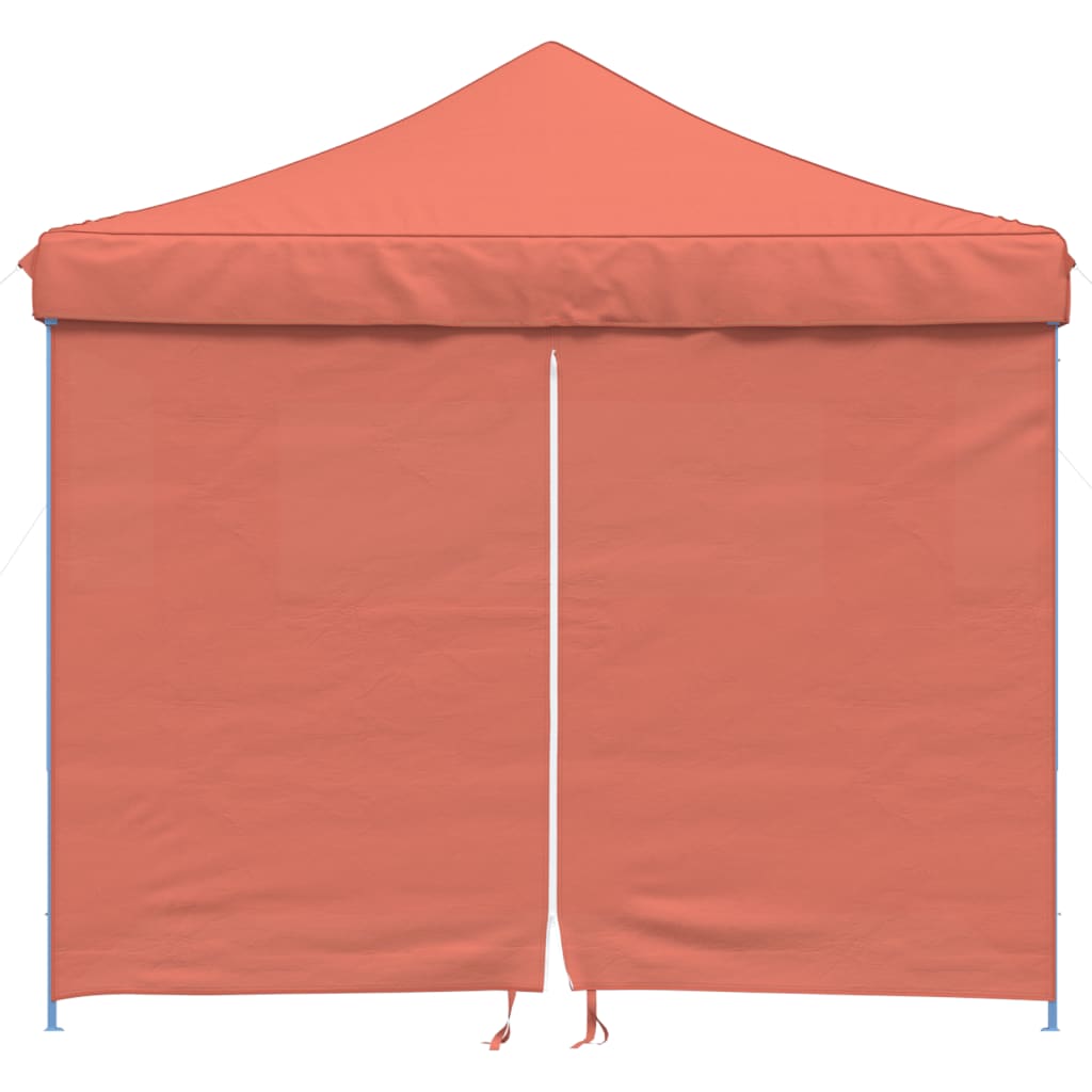 Tente de fête pop-up pliable avec 4 panneaux latéraux rouge terre cuite