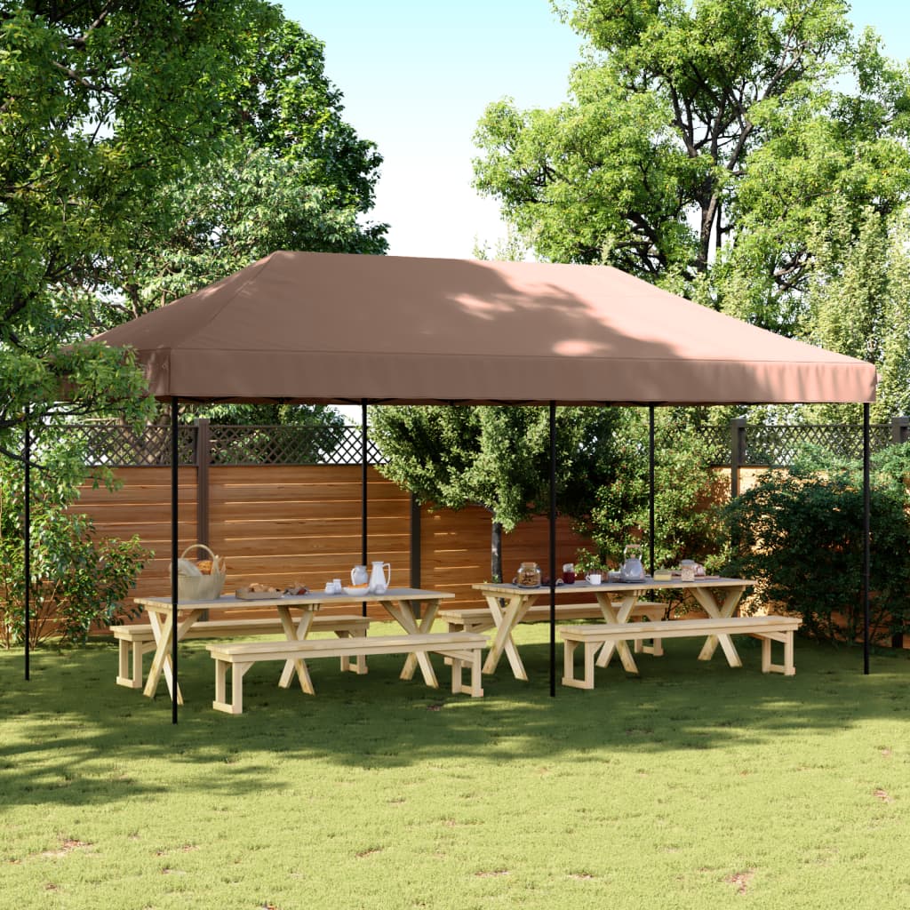 Tente de fête pliable pop-up marron 580x292x315 cm