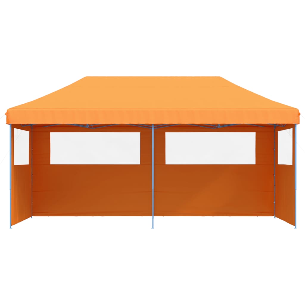 Tente de fête pop-up pliable avec 3 panneaux latéraux orange
