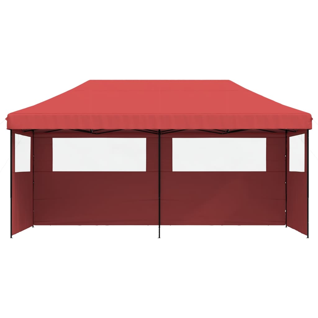 Party Tent Foldable Pop-Up with 3 Side Panels Burgundy