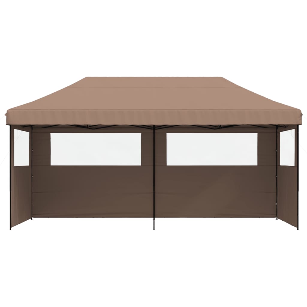 Tente de fête pop-up pliable avec 3 panneaux latéraux marron