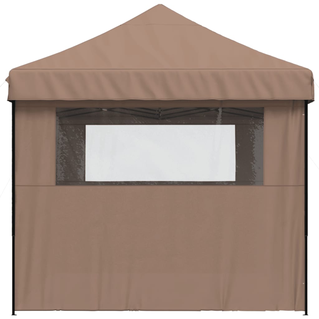 Tente de fête pop-up pliable avec 3 panneaux latéraux marron