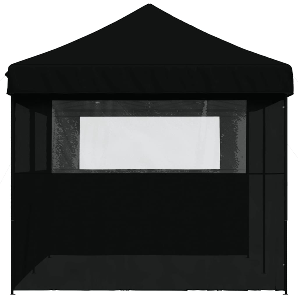 Tente de fête pop-up pliable avec 3 panneaux latéraux noir