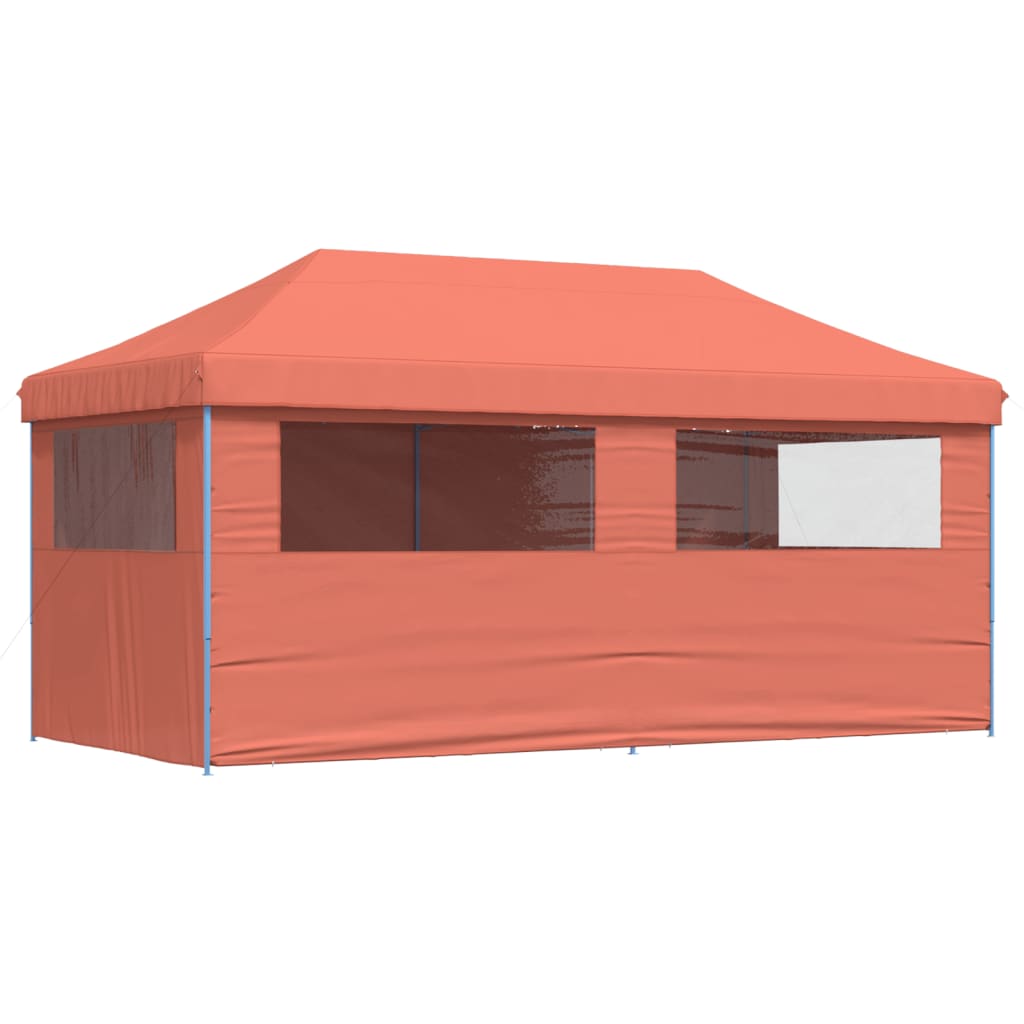 Tente de fête pop-up pliable avec 4 panneaux latéraux rouge terre cuite