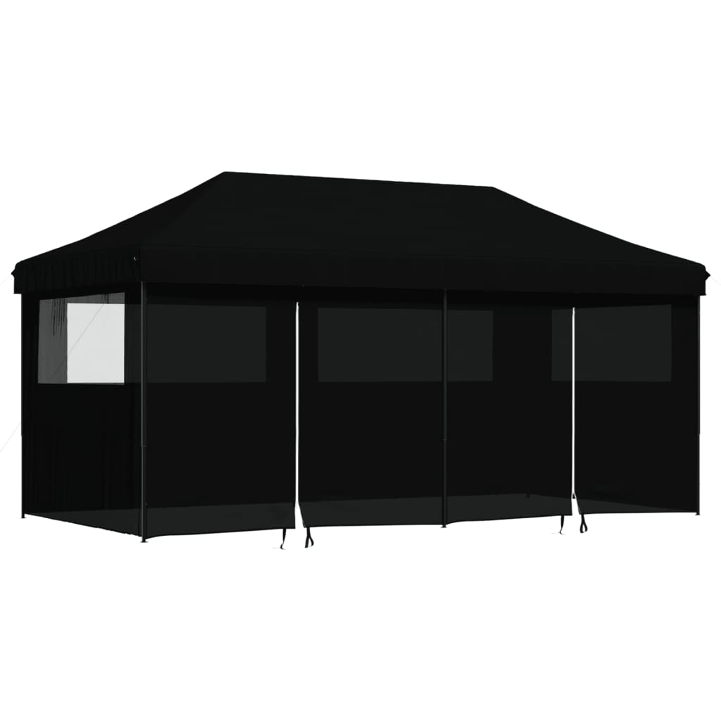 Tente de fête pop-up pliable avec 4 panneaux latéraux noir