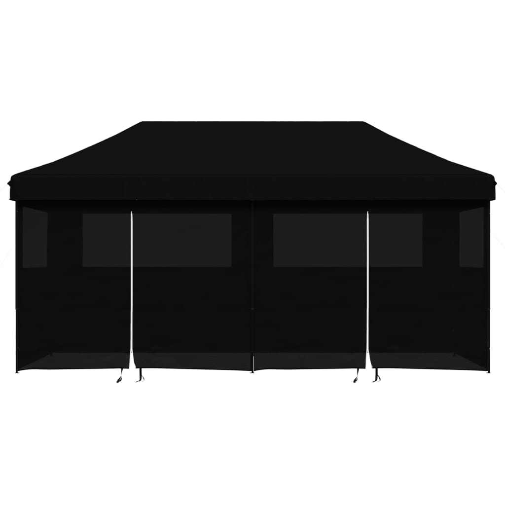 Tente de fête pop-up pliable avec 4 panneaux latéraux noir