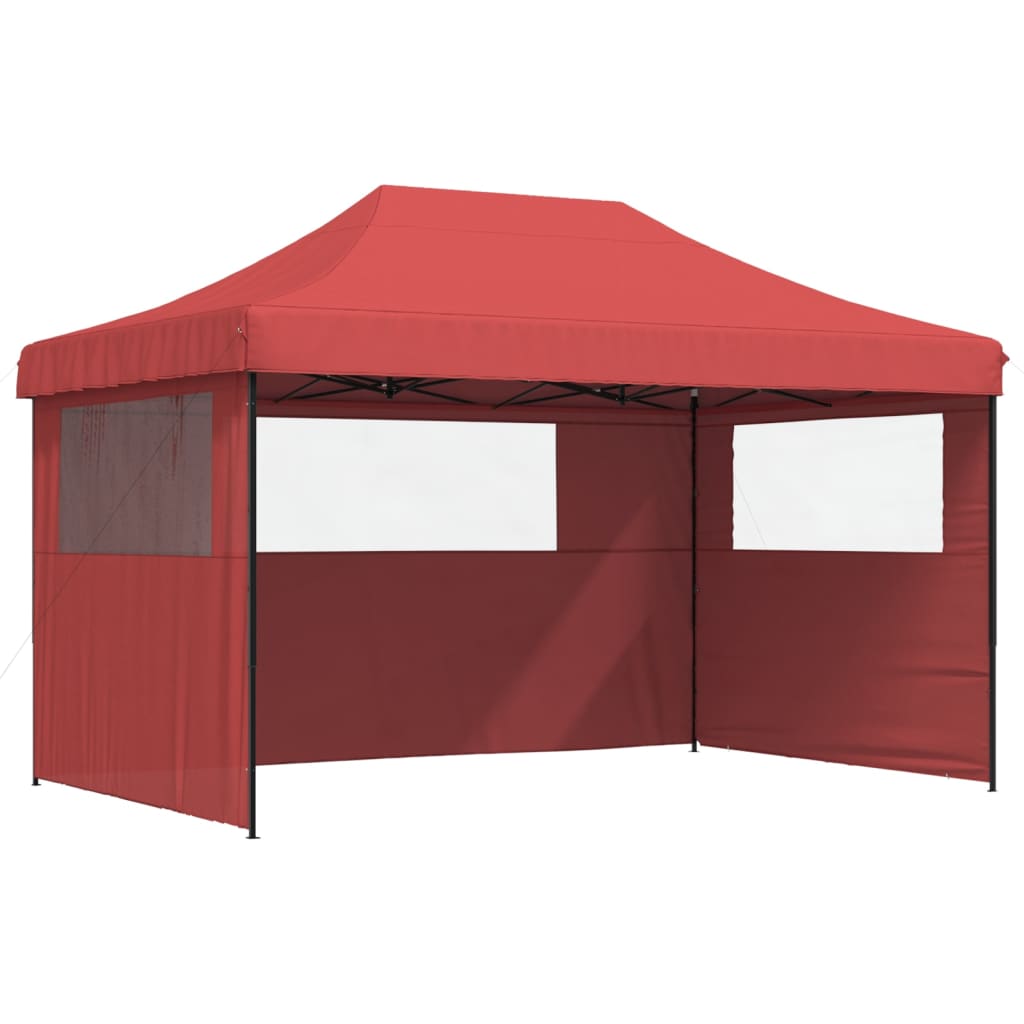 Tente de fête pop-up pliable avec 3 panneaux latéraux rouge bordeaux