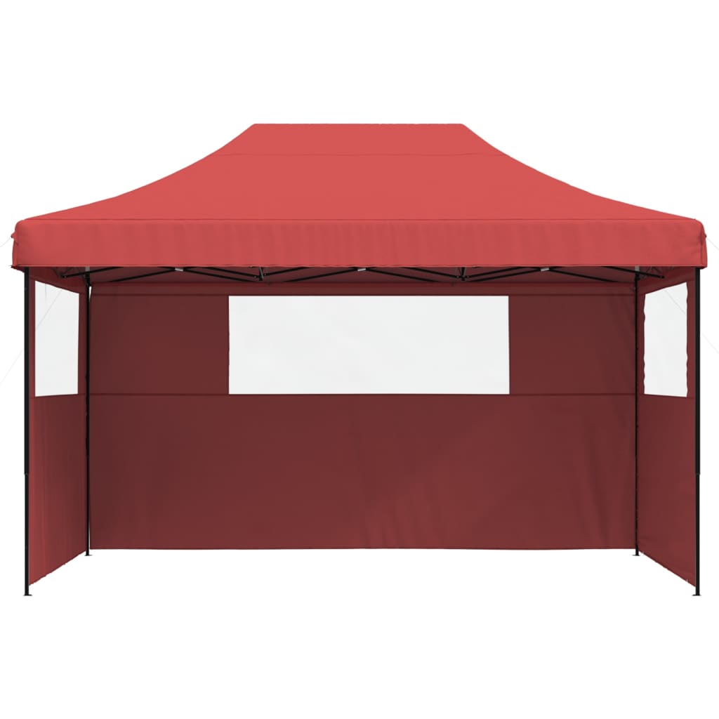 Tente de fête pop-up pliable avec 3 panneaux latéraux rouge bordeaux