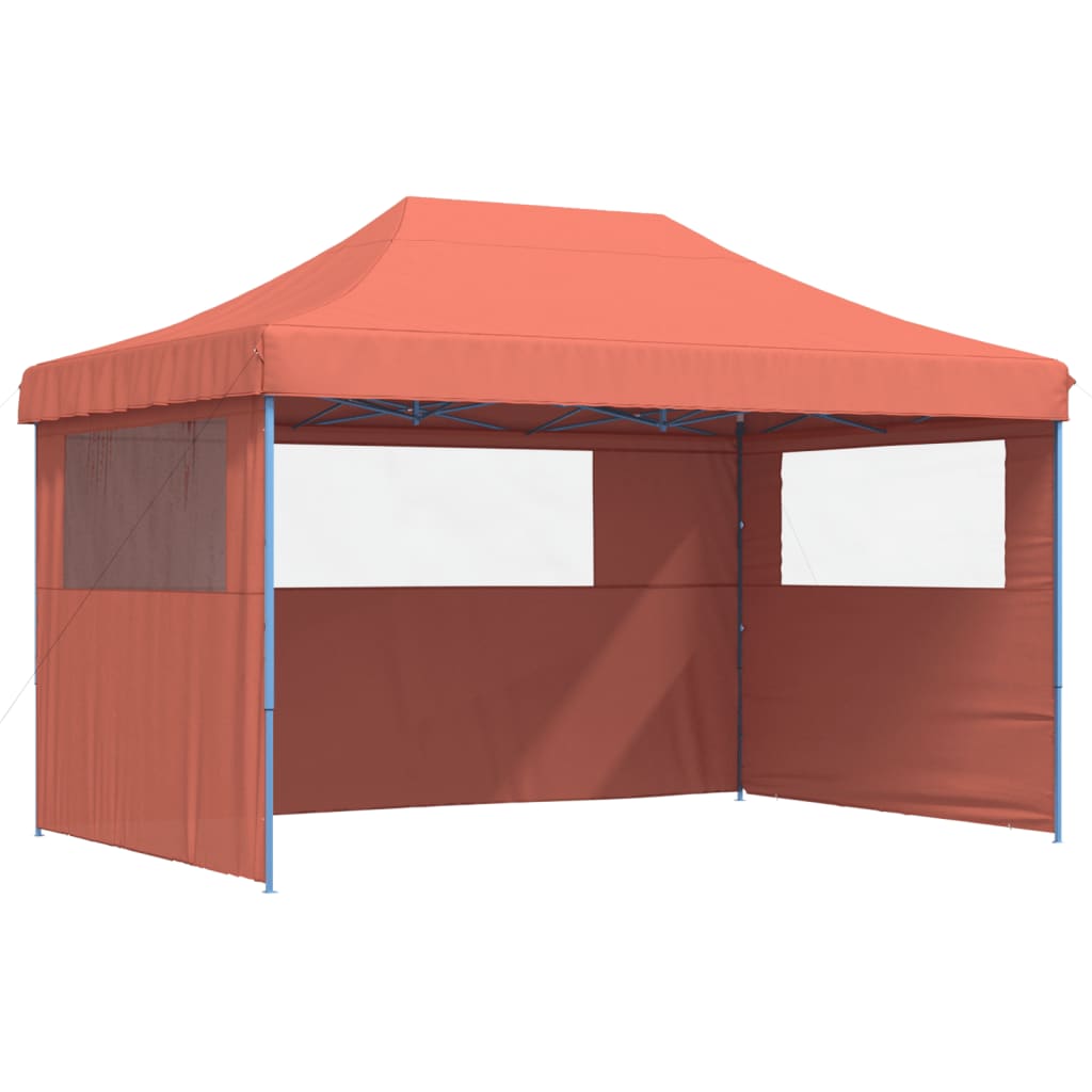 Tente de fête pop-up pliable avec 3 panneaux latéraux terre cuite
