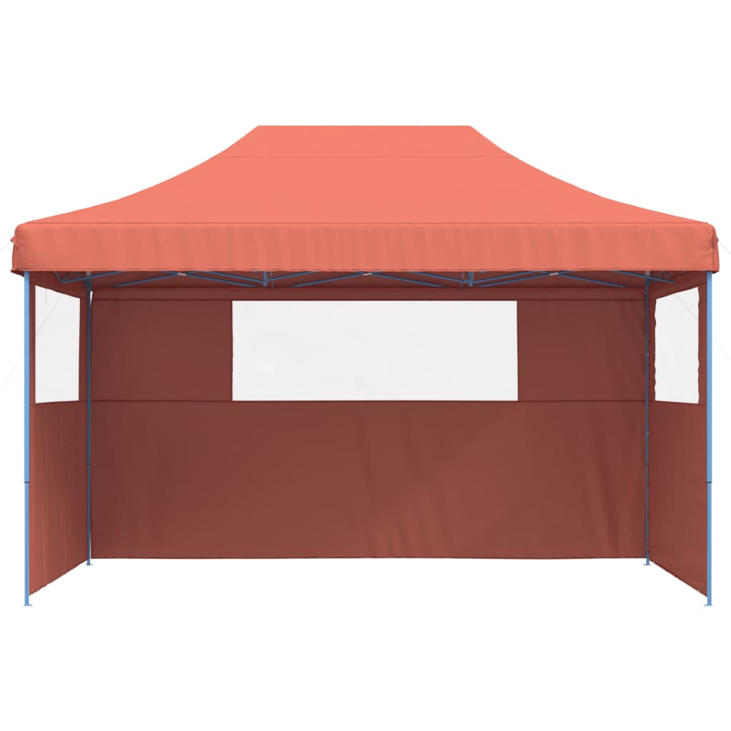 Tente de fête pop-up pliable avec 3 panneaux latéraux terre cuite