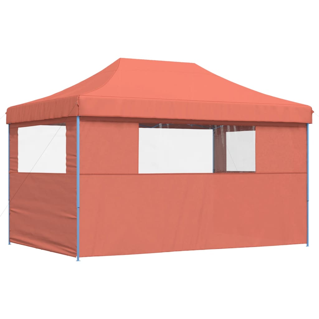 Tente de fête pop-up pliable avec 3 panneaux latéraux terre cuite