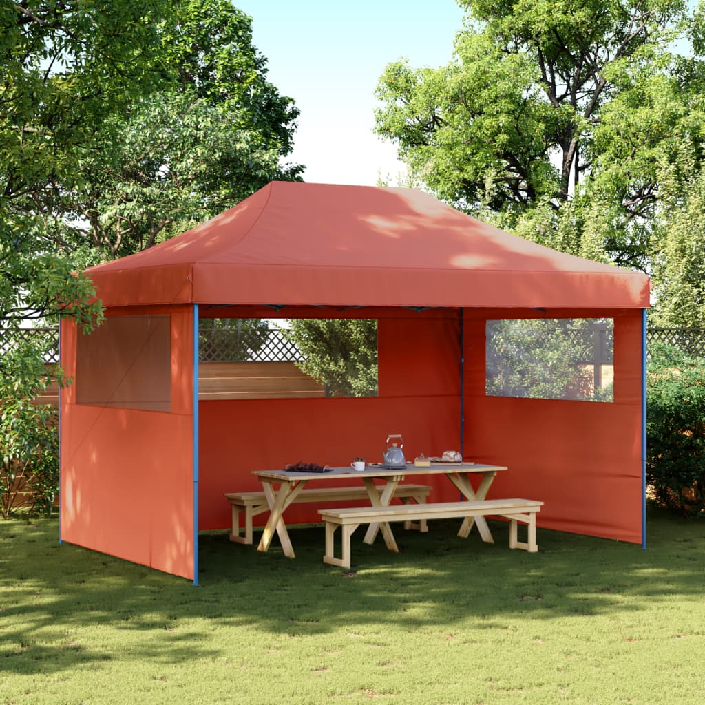 Tente de fête pop-up pliable avec 3 panneaux latéraux terre cuite