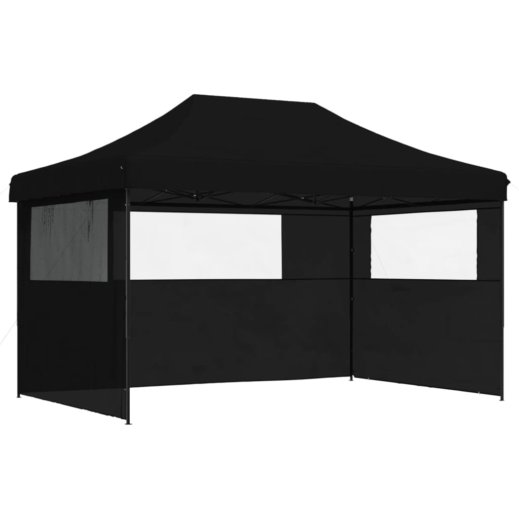 Tente de fête pop-up pliable avec 3 panneaux latéraux noir
