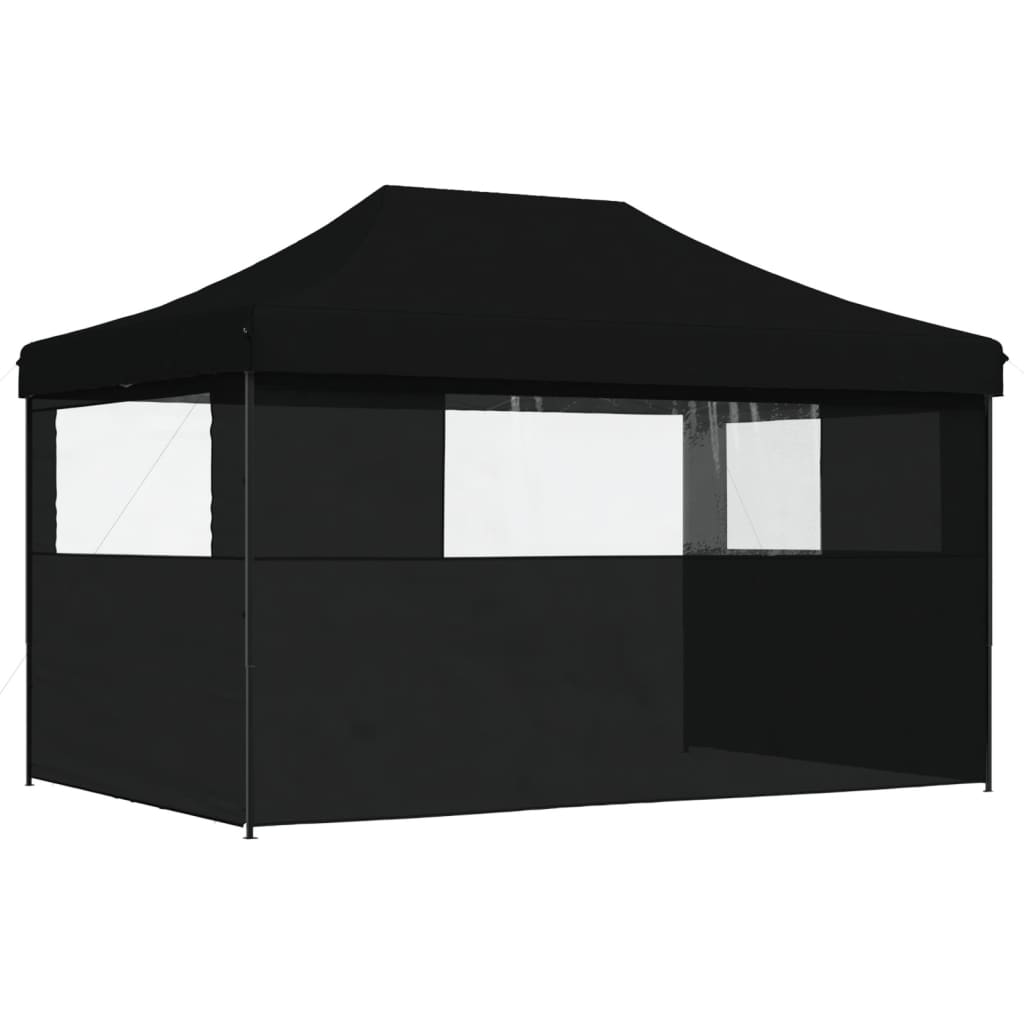 Tente de fête pop-up pliable avec 3 panneaux latéraux noir