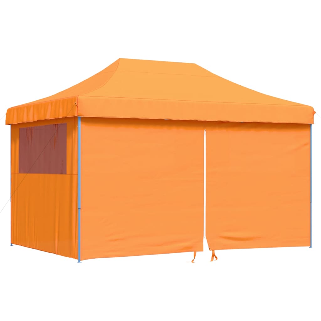Tente de fête pop-up pliable avec 4 panneaux latéraux orange