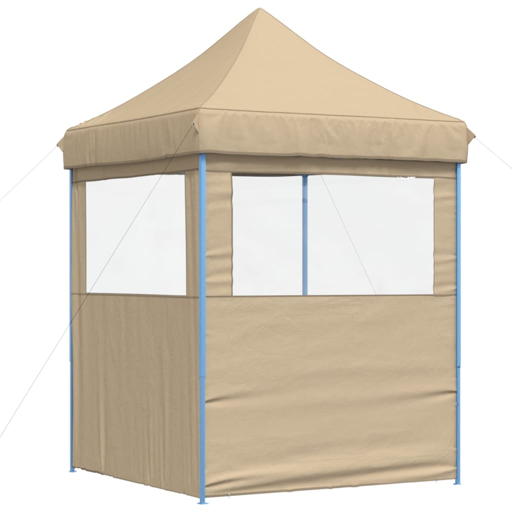 Tente de fête pop-up pliable avec 2 panneaux latéraux beige
