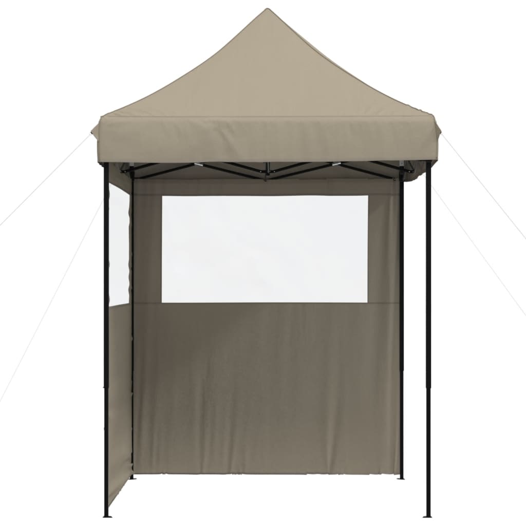 Tente de réception pliable pop-up avec 2 panneaux latéraux taupe