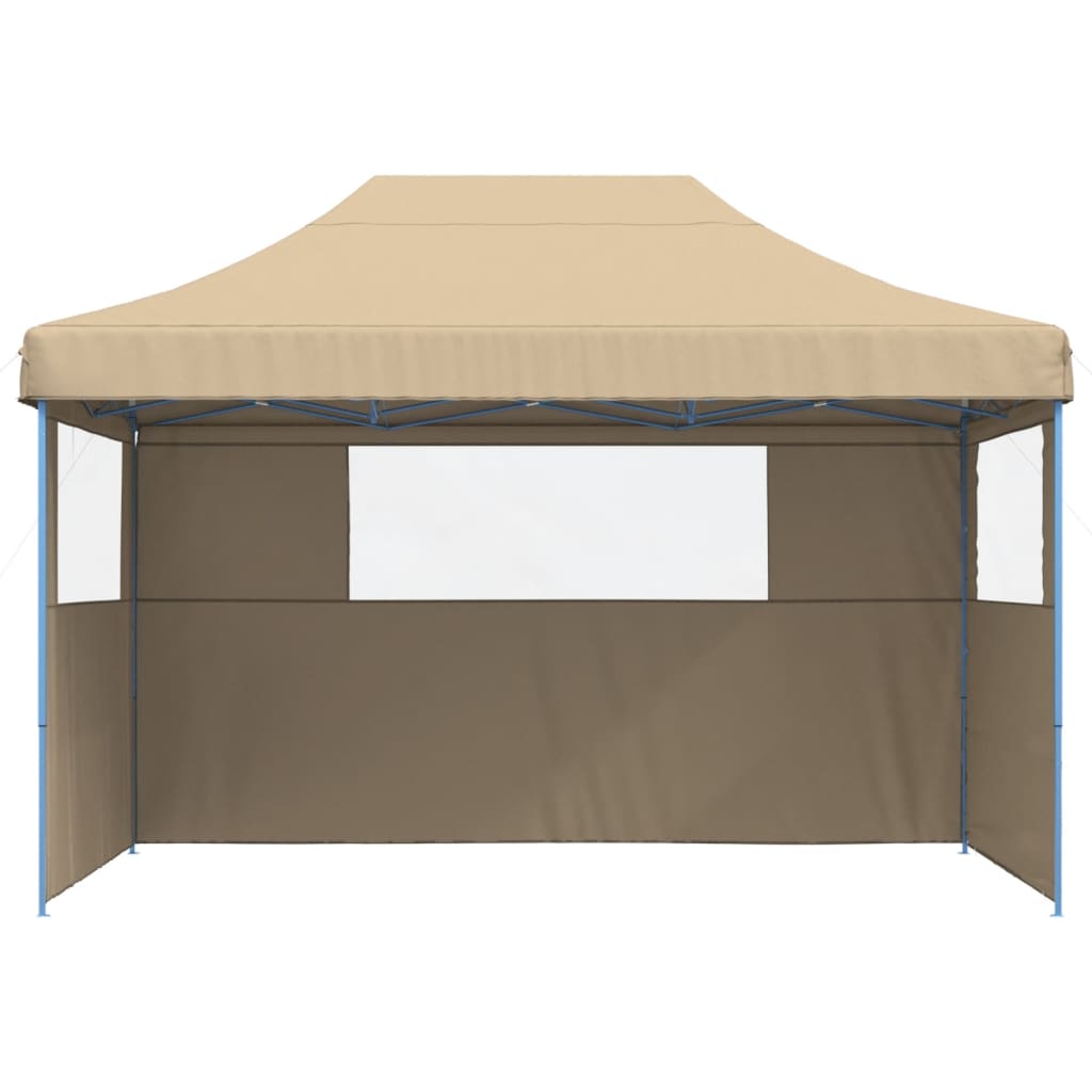 Party Tent Foldable Pop-Up with 3 Side Panels Beige