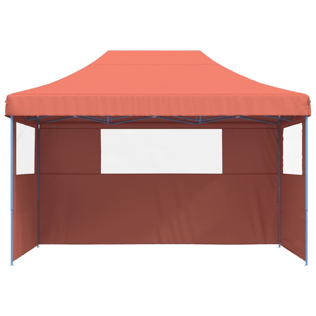 Tente de fête pop-up pliable avec 3 panneaux latéraux terre cuite