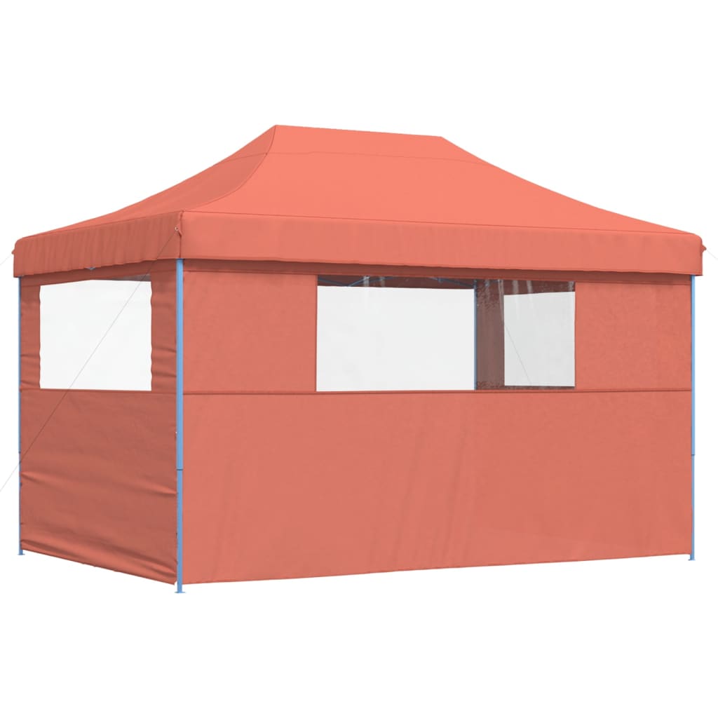 Tente de fête pop-up pliable avec 3 panneaux latéraux terre cuite