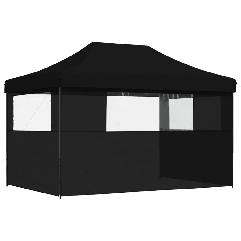 Tente de fête pop-up pliable avec 3 panneaux latéraux noir